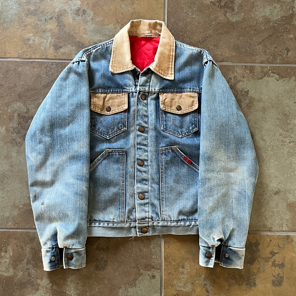 VTG 60s 70s Big Smith buckaroo jacket, red insulated lining, corduroy accents